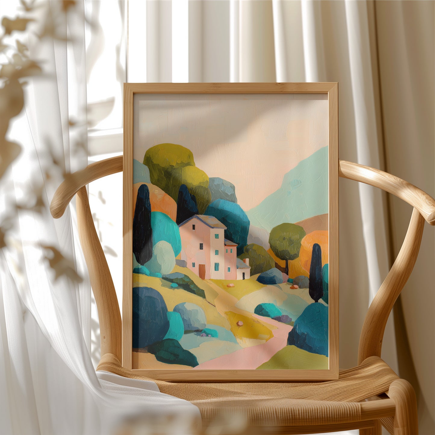 Pastel Haven Among Abstract Hills