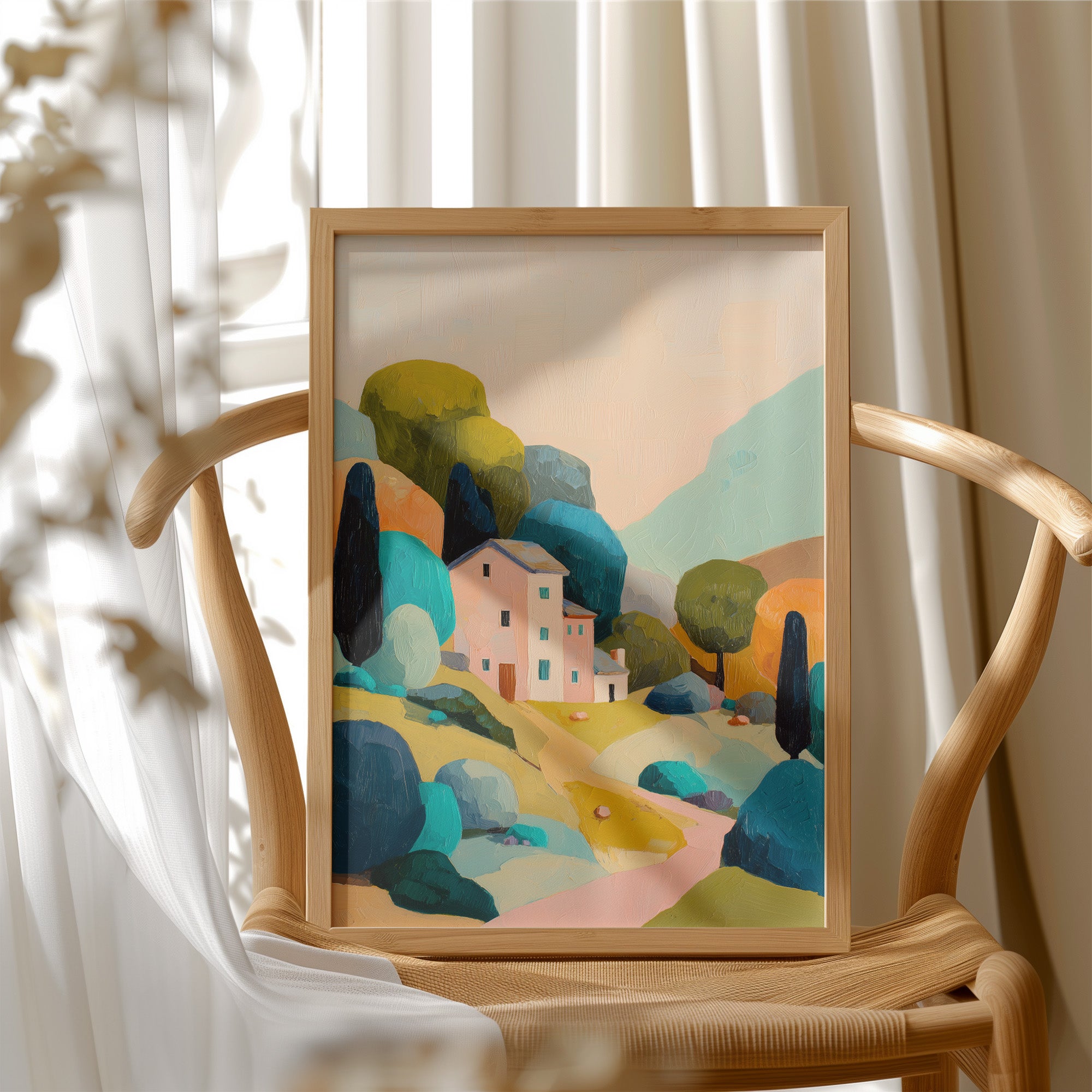 Pastel Haven Among Abstract Hills