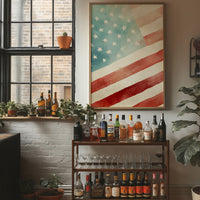 Watercolor Patriotism: America's Gentle Banner
