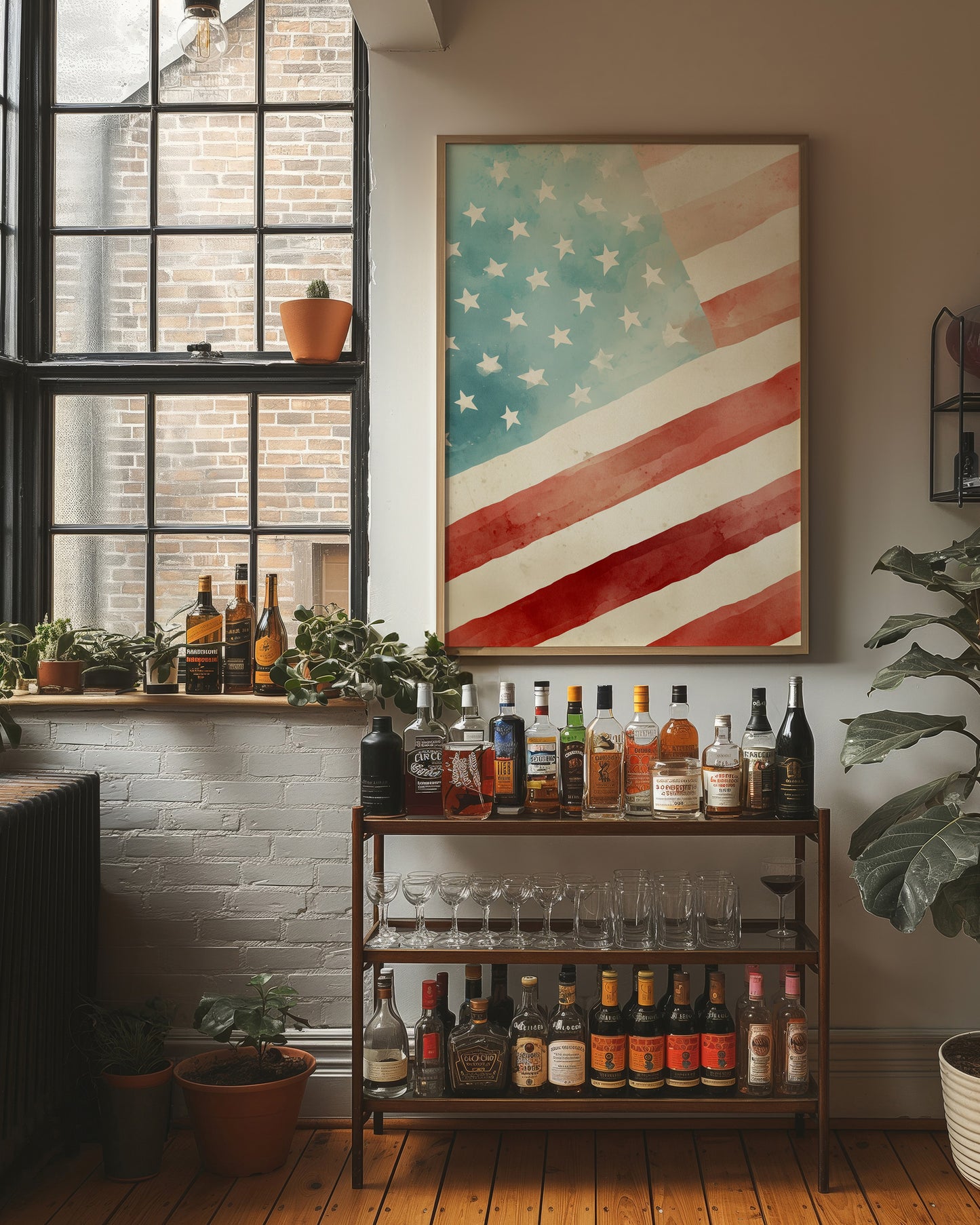 Watercolor Patriotism: America's Gentle Banner