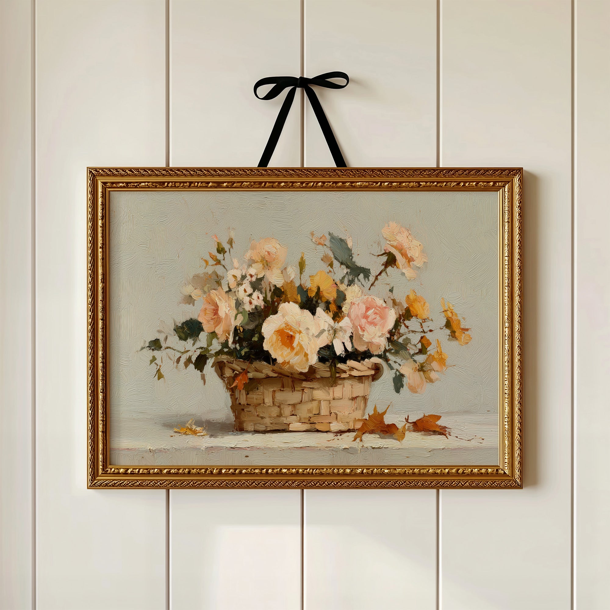 Woven Basket Cradles Peach Blooms
