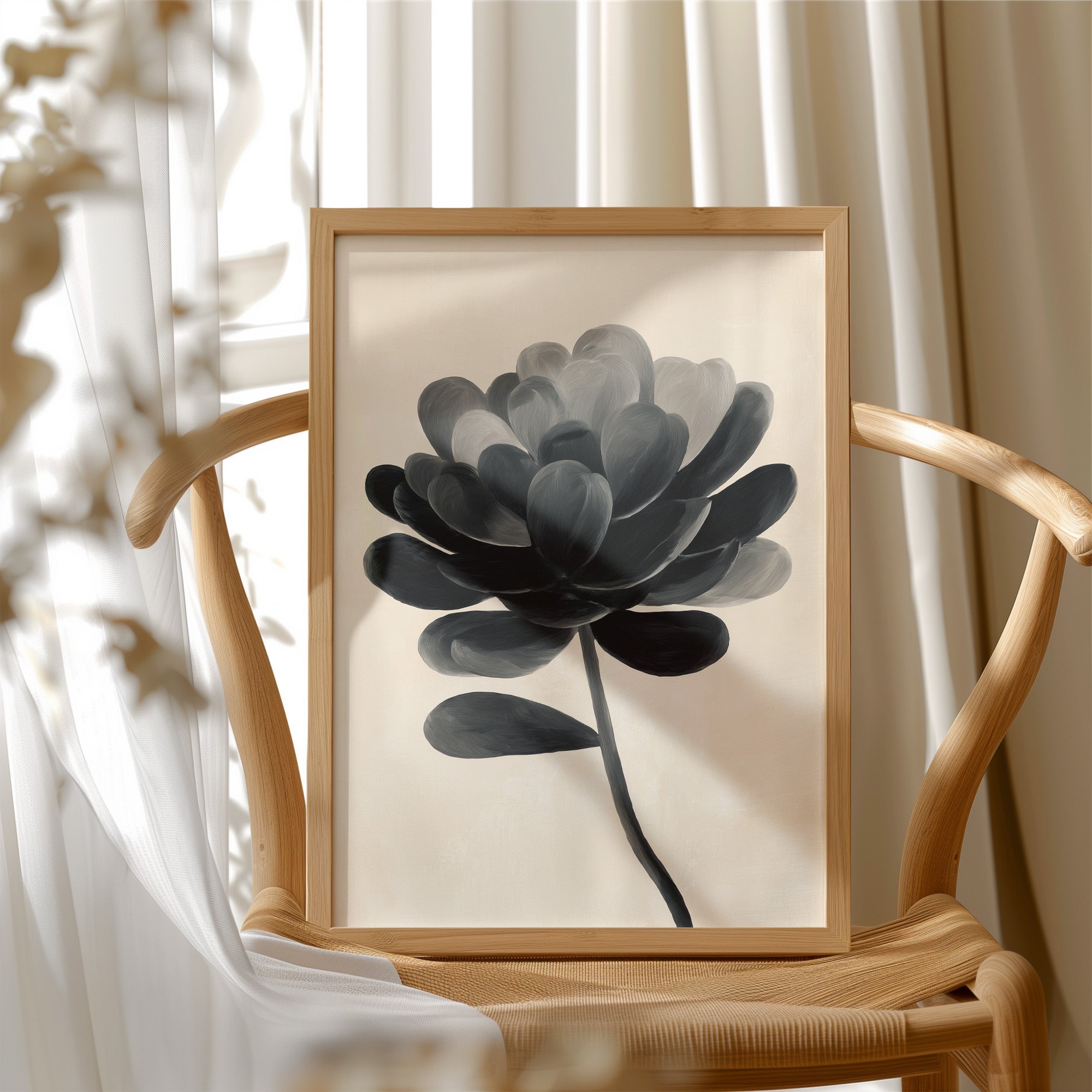 Monochrome Bloom in Shadowed Elegance