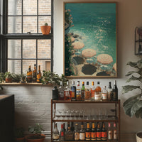 Mediterranean Terrace: Parasols by Azure Waters