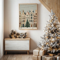 Festive Canal Houses Beneath Winter's Veil