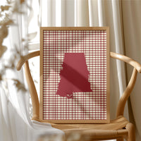 Alabama Crimson State on Gingham