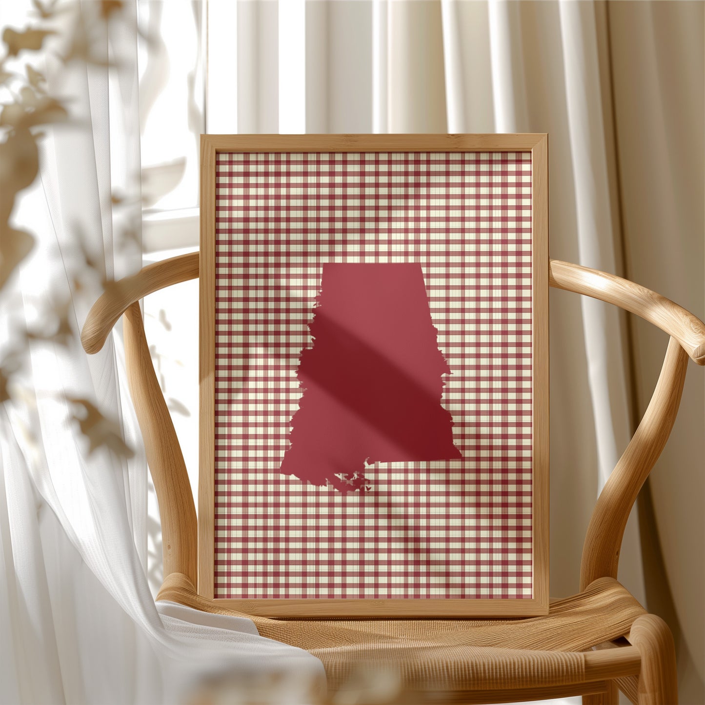 Alabama Crimson State on Gingham