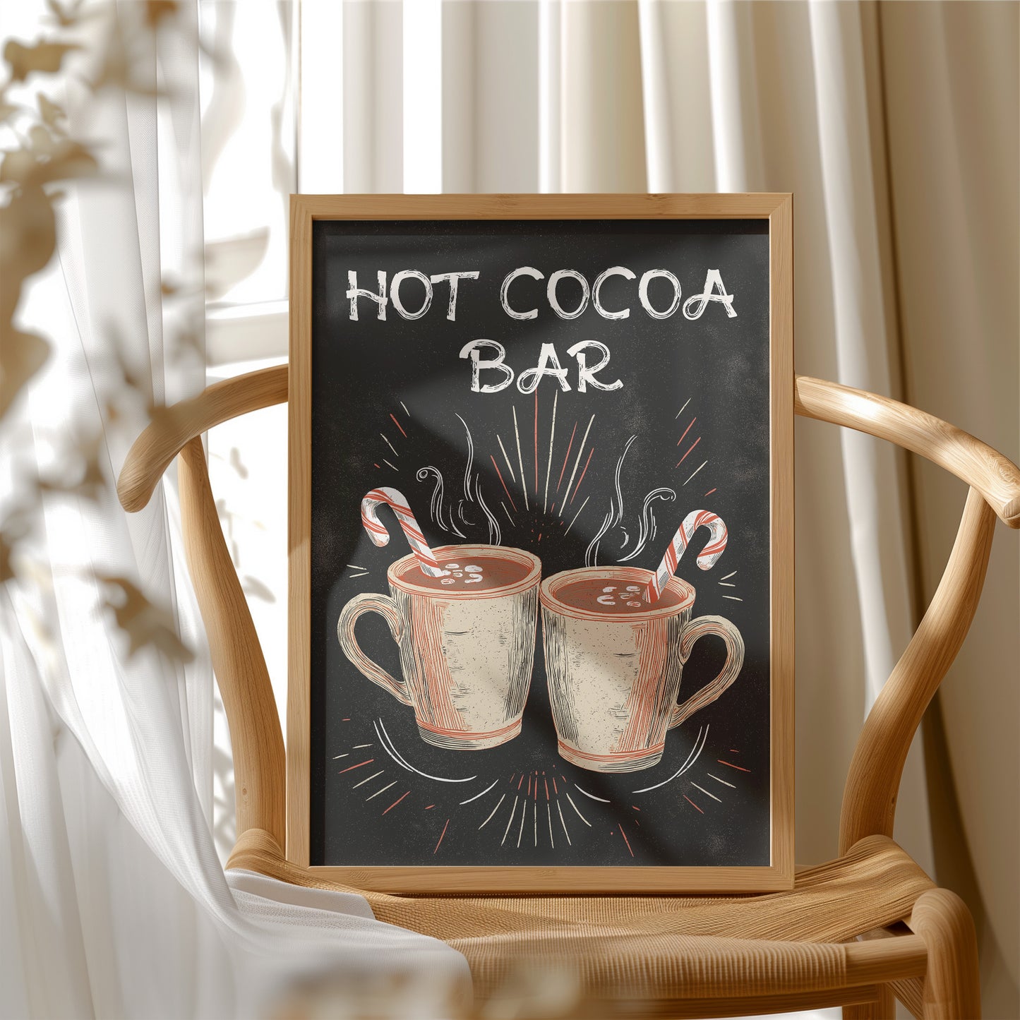 Chalkboard Comfort: Steaming Mugs Await