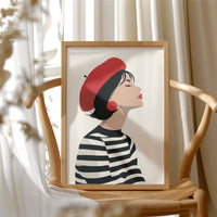 Parisian Reverie: Striped Elegance in Profile