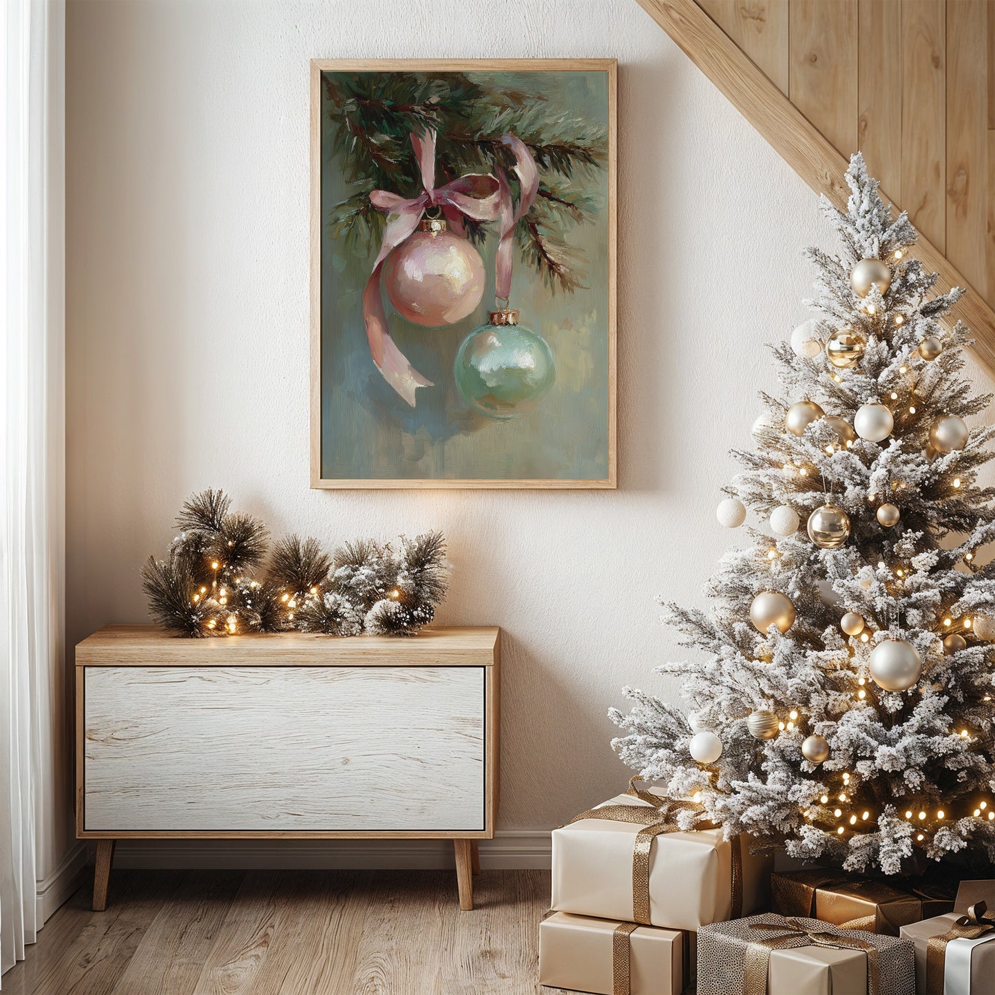 Vintage Ornaments Dance on Evergreen Bough