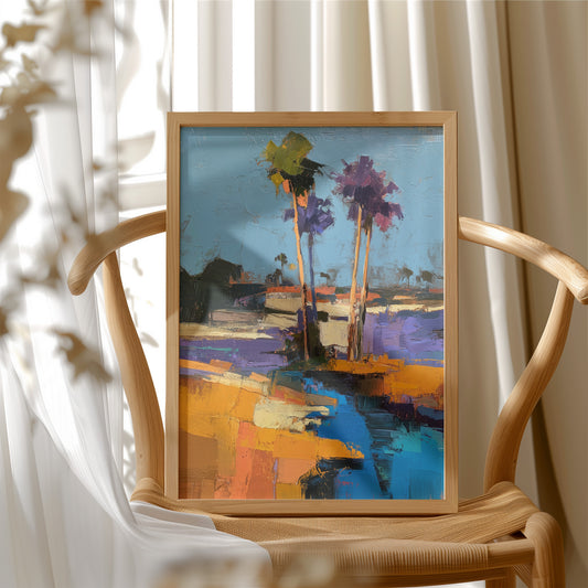 Coastal Palms in Abstract Twilight