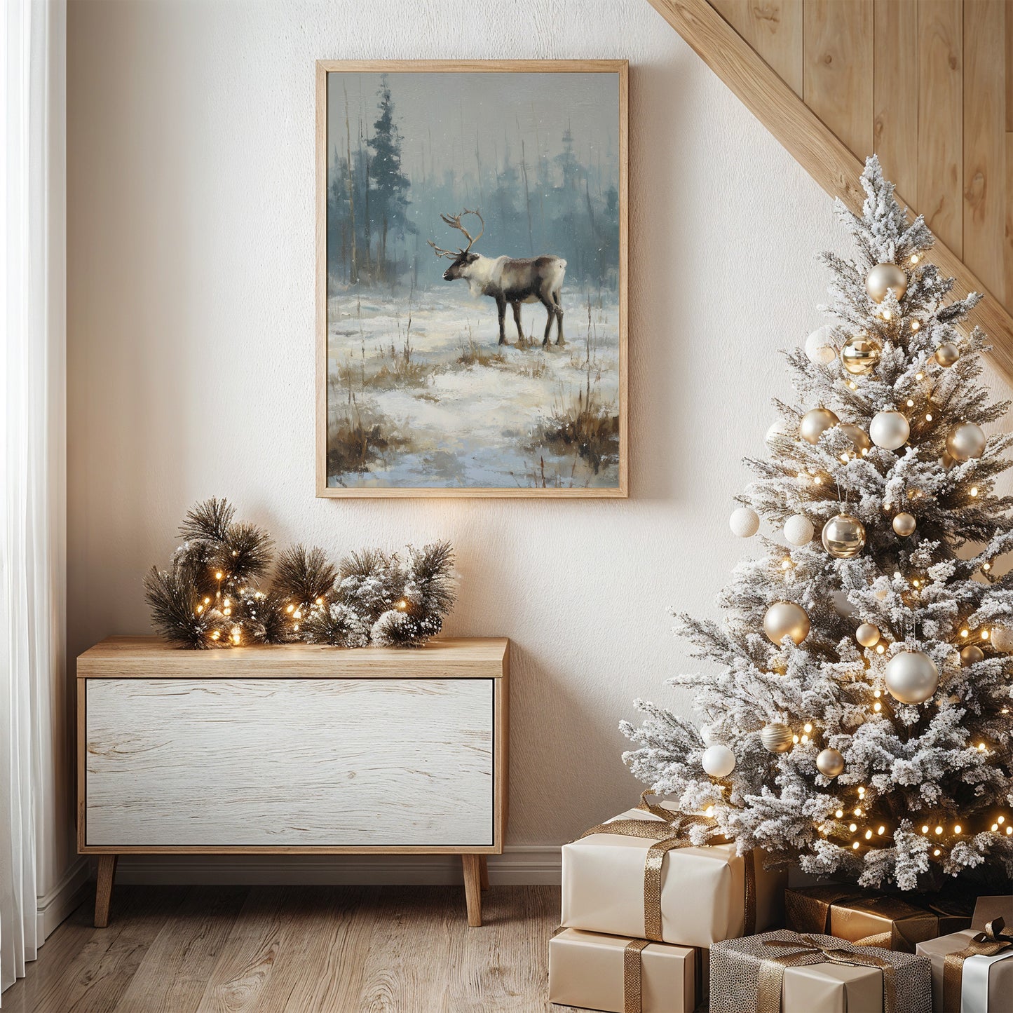 Silent Hooves Through Falling Snow
