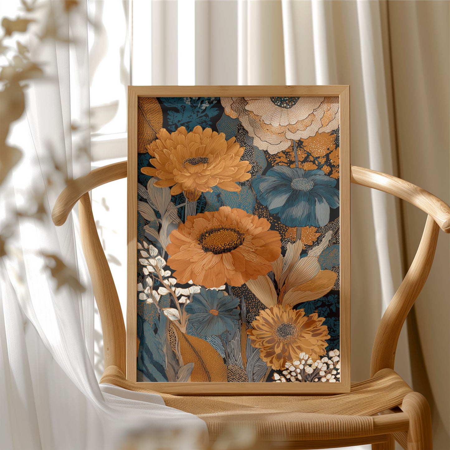 Golden Blooms Against Midnight Garden