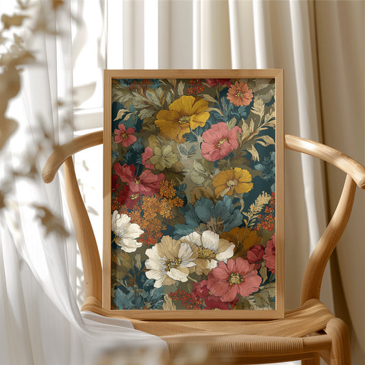 Golden Blooms Against Deep Teal