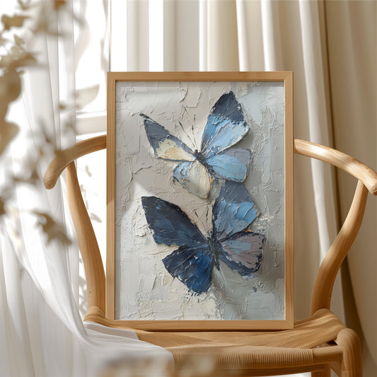 Blue Duet On Weathered Plaster