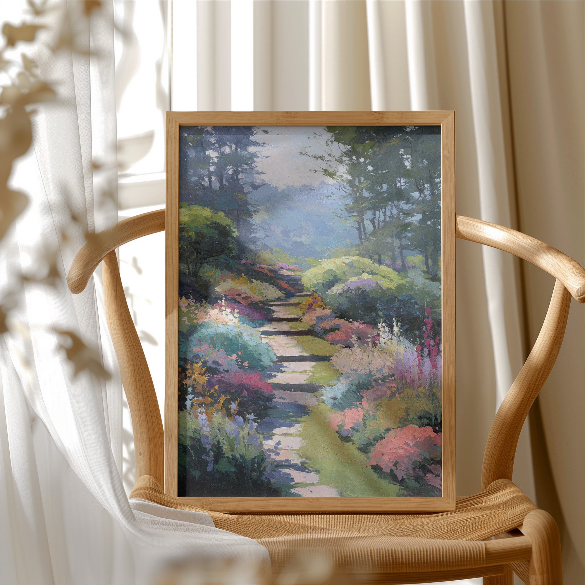 Steps Rise Through Blooming Hillside