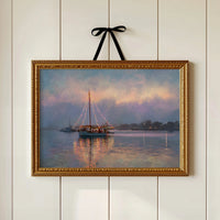 Harbor Lights Glow Against Dusk