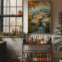 Autumn Leaves Frame Hillside Village