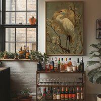 Heron Stands Where Blossoms Linger