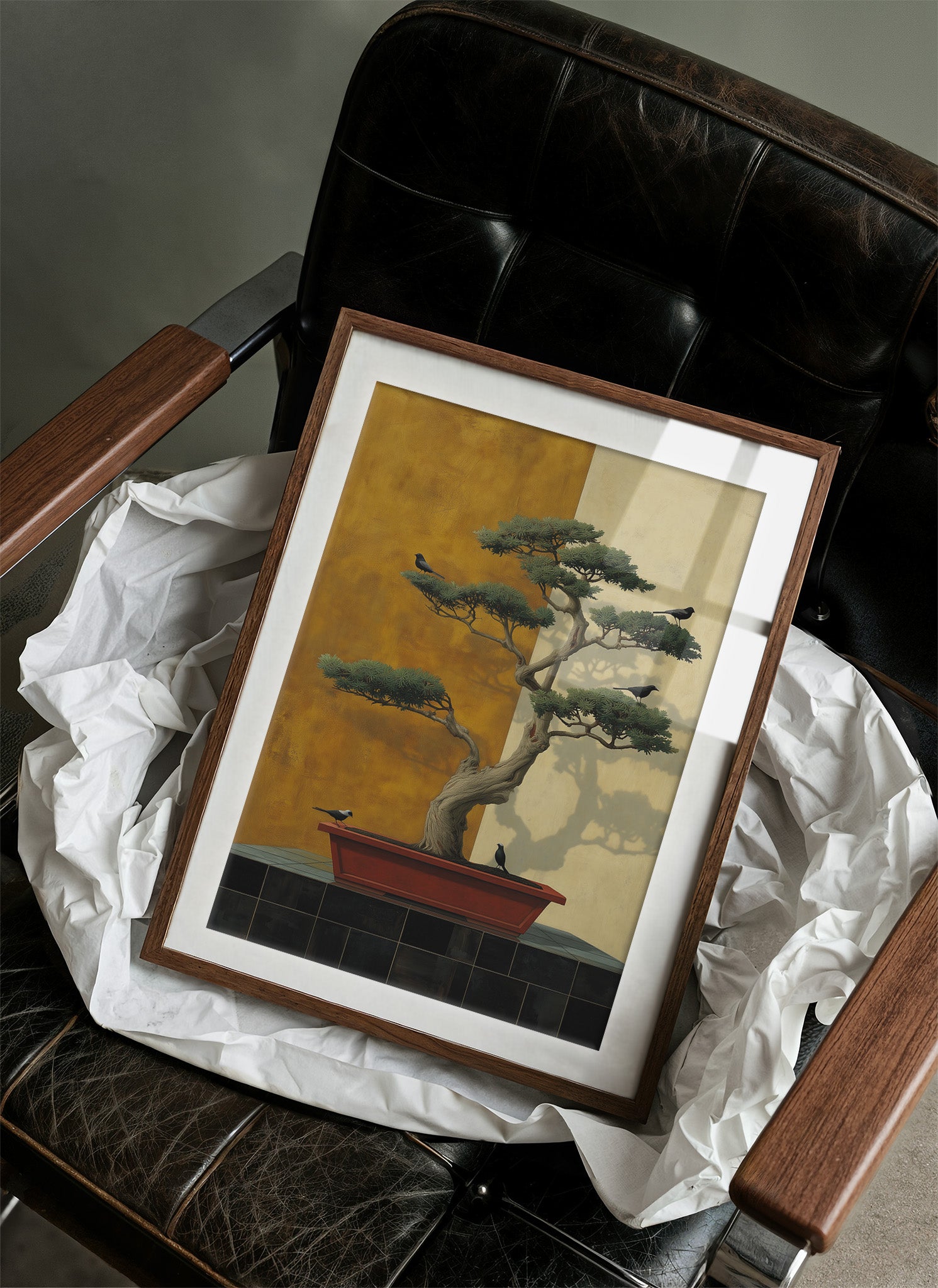 Birds Rest On Ancient Bonsai Branches