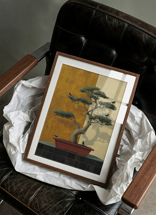 Birds Rest On Ancient Bonsai Branches