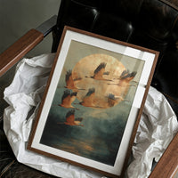 Moonlit Migration Over Misty Waters