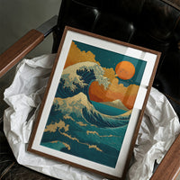 Teal Waves Chase Golden Horizons