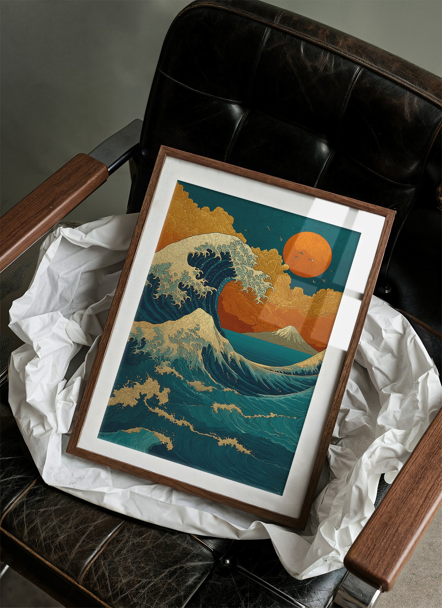 Teal Waves Chase Golden Horizons