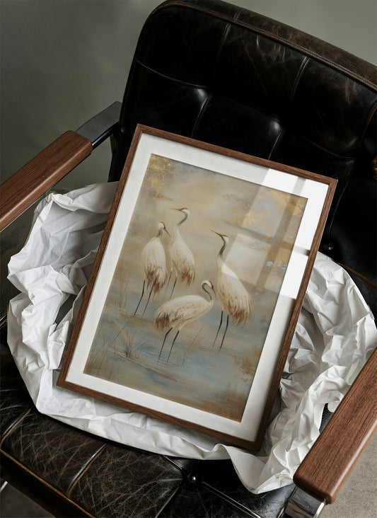 Cranes Dance In Morning Mist