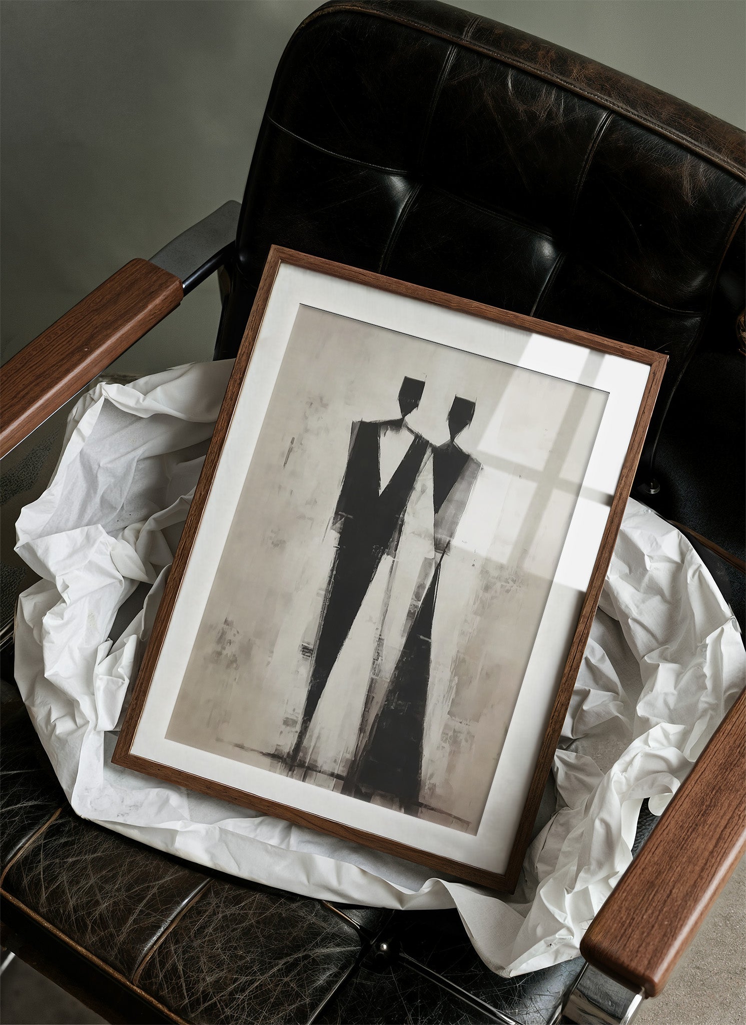 Monochrome Figures Dance Through Fog