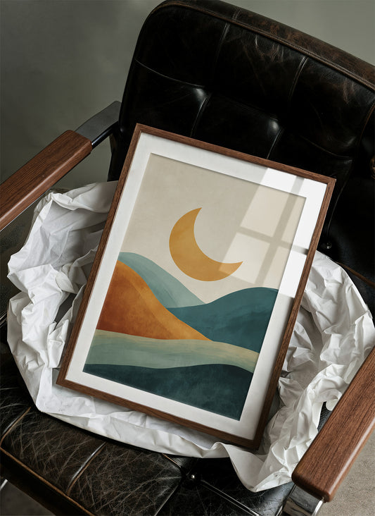 Golden Moon Rides Forest Waves