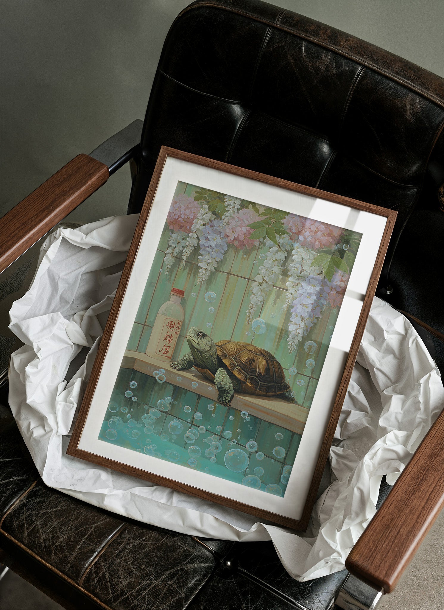 Turtle Dreams Among Wisteria Blooms