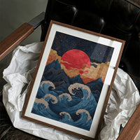 Red Moon Rises Over Stormy Peaks