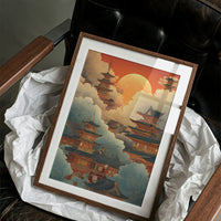 Sacred Temples Float Among Sunset Clouds