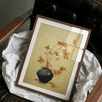 Maple Leaves Dance In Blue Pottery