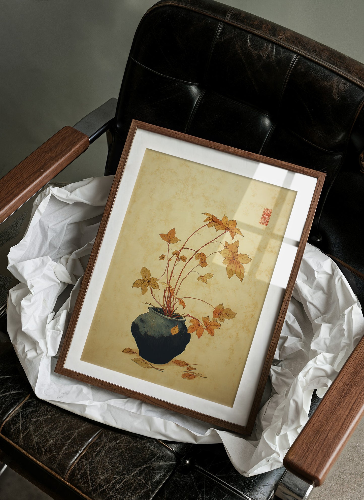 Maple Leaves Dance In Blue Pottery