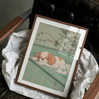 Peaceful Pup Among Cherry Blossoms