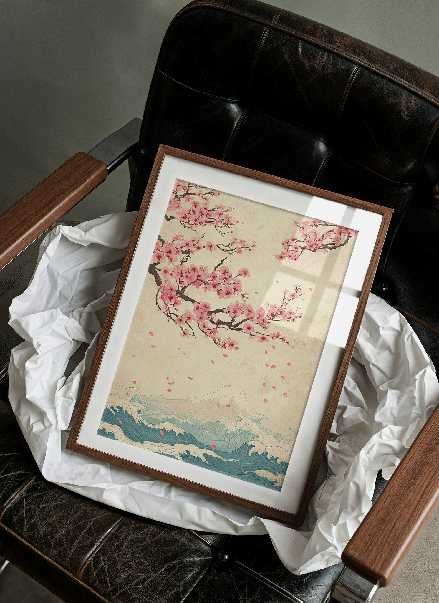 Cherry Blossoms Dance Above Waves