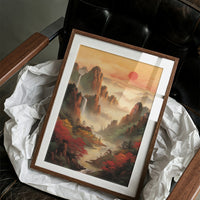 Red Maples Dance Through Mountain Mist