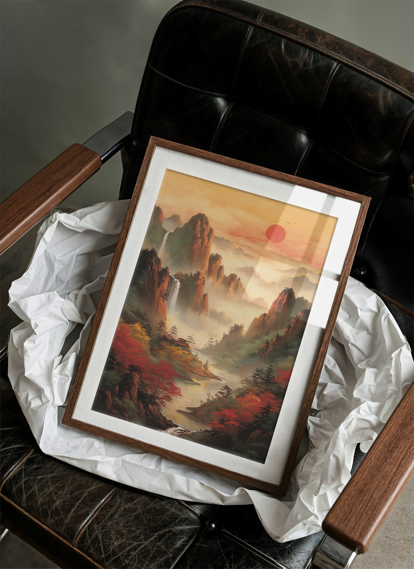 Red Maples Dance Through Mountain Mist