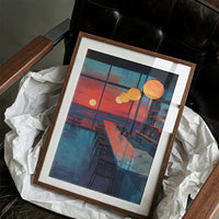 Lanterns Float Above Empty Barstools