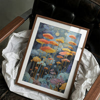 Luminous Mushrooms Dance Under Stars