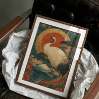 Noble Crane Greets Rising Sun