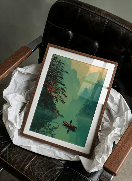 Lone Boatman Seeks Emerald Waters