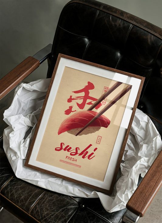 Red Brushstrokes Tell Sushi Stories