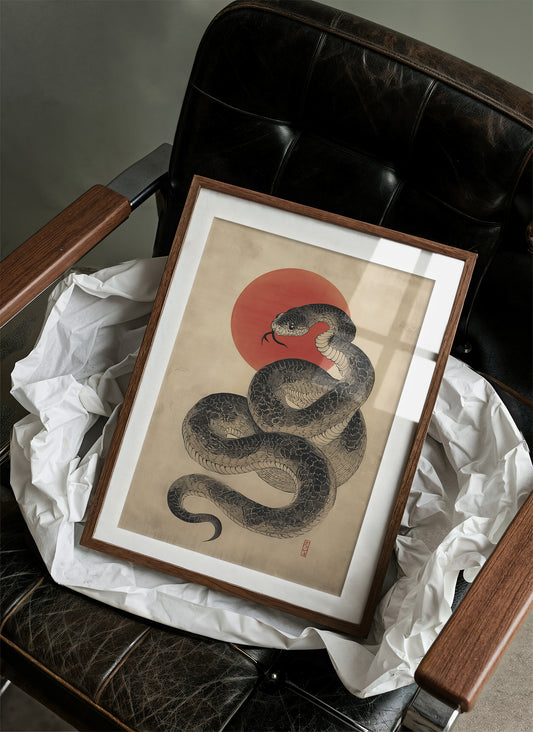 Serpent Coils Under Rising Sun