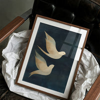 Doves Float Through Midnight Blue