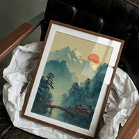 Sacred Bridge Beyond Misty Peaks