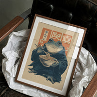 Wise Frog Savors Midnight Ramen