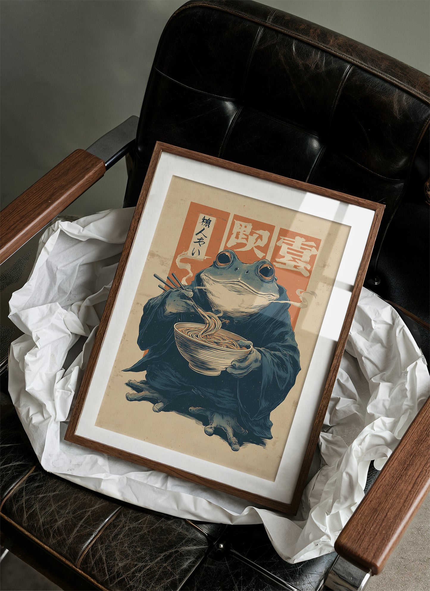 Wise Frog Savors Midnight Ramen