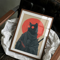 Samurai Cat Guards Red Moon Rising